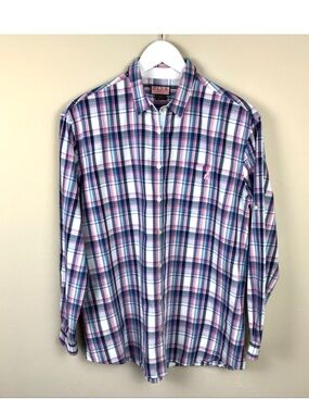 Thomas Pink Plaid Button-Down Shirt in Pink and Blue